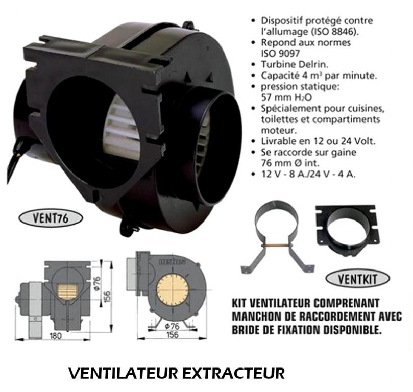 Ventilateur extracteur d'air VENT76 24 V - VENT7624 - Accastillage -  Nautisme - France accastillage
