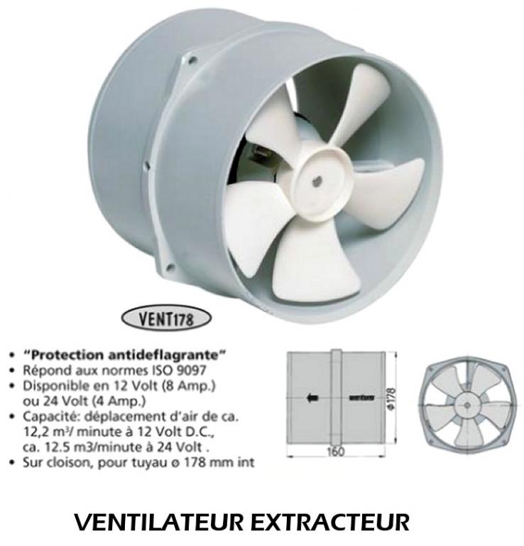 Ventilateur extracteur d'air VENT178 Ventilateur 24 V - VENT17824 - France  accastillage